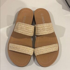 Soda Women's Tan and Cream Sandals